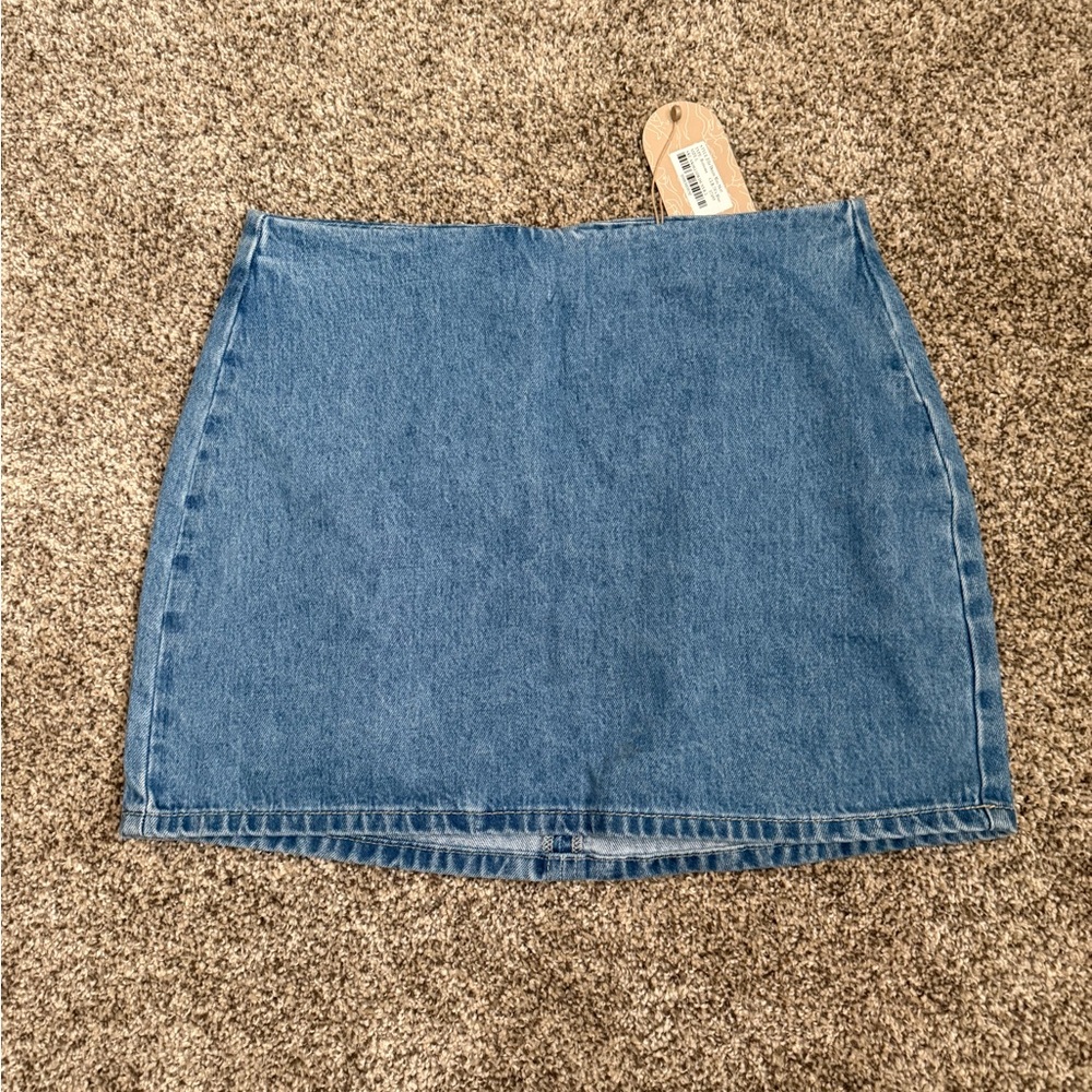 Meshki Ellie Denim Mini Skirt - 70s Blue
